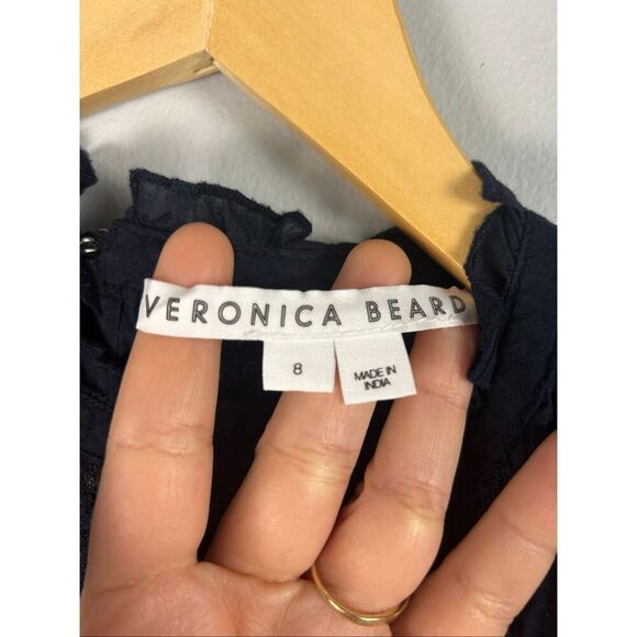 Veronica Beard 'Tamsyn' Ruffle Detail Top Navy - Size 8 - Picture 5 of 9